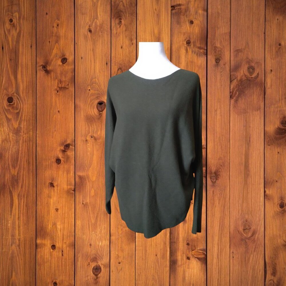 Vila Milano Green Dolman Sleeve Pullover Sweater Size Large? Casual Cozy